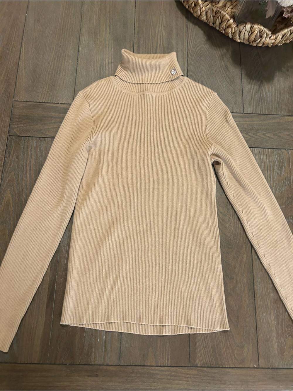 Ralph Lauren Camel Ribbed Turtleneck Sweater